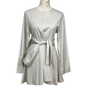 COS BEIGE LONG SLEEVE BACK TIE SASH LONG KIMONO SLEEVES TUNIC TOP - 6